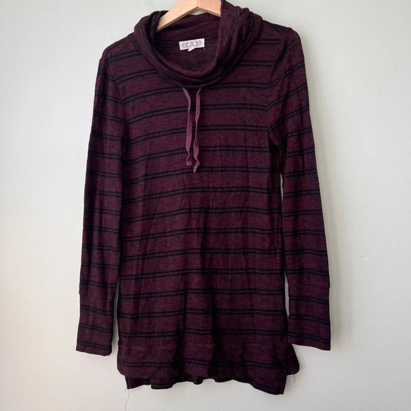 Striped Cowl Neck Long Sleeve Tunic‎ Sweater Womens M Pink Rose - Picture 1 of 2